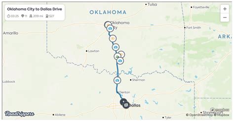  American Airlines flies from Dallas, TX to Oklahoma City every 3 hours. Alternatively, Greyhound USA operates a bus from Dallas Bus Station to Oklahoma City Bus Station twice daily. Tickets cost $22 - $65 and the journey takes 4h 25m. Airlines. American Airlines. . 