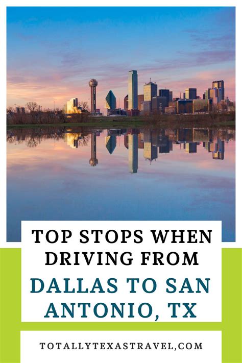 Jun 2, 2022 · Dallas to San Antonio Drive Time. In terms of travel time by car, the 290-mile drive between San Antonio and Dallas takes roughly 4.5 hours. Again, your final drive time depends on where you start in Dallas and end in San Antonio – but planning for a 4-5 hour drive is a good estimate to start planning. It may take longer, depending on any ... . 