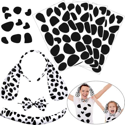 Dalmatian ears out of Felt. Cut one strip of white felt for each child 2 inch wide and 24 inch long for headbands. With tracing paper make a pattern from thin poster board. Cut 2 ears out of white felt for each child. Fold a pleat in each ear …. 