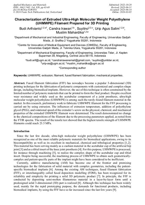 Damage Characterization of Ultra High Molecular Weight …