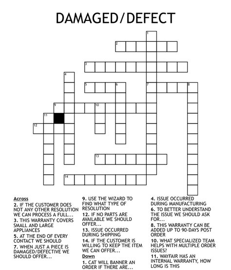 The Crossword Solver found 30 answers to "To damage (6)", 6 letters crossword clue. The Crossword Solver finds answers to classic crosswords and cryptic crossword puzzles. Enter the length or pattern for better results. Click the answer to find similar crossword clues . Enter a Crossword Clue.. 
