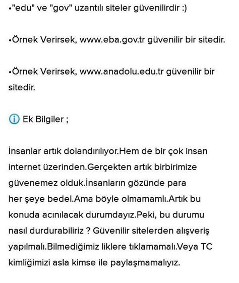 Damla gov ve edu uzantılı sitelerin güvenilir siteler içerdiğini ...