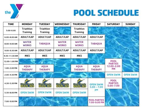 Get Schedule Get Weekly PDF Schedule for week of April 15, 2024 SUNDAY MONDAY TUESDAY ... Rec Pool 8:30am - 9:25am Barre .... 