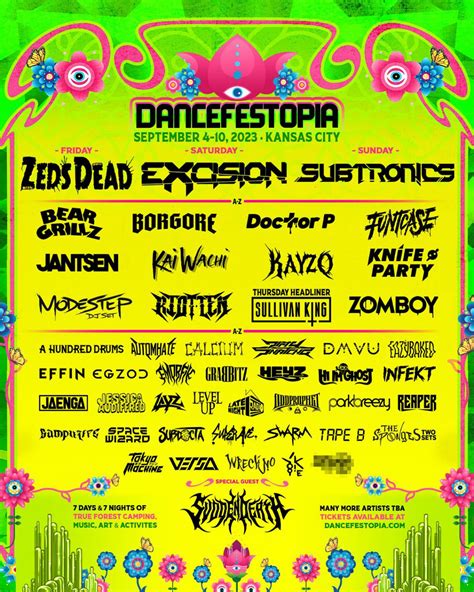 Dancefestopia 2023. Apr 8, 2021 · Dancefestopia has announced its Phase Two lineup for 2021, sharing the news that Ray Volpe, Wreckno, Brondo, Chime, Inzo, and Codd Dubz have been added to the festivities.. The high-energy music ... 