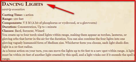 Dancing lights 5e.  When casting the dancing lights spell, the caster creates up t...