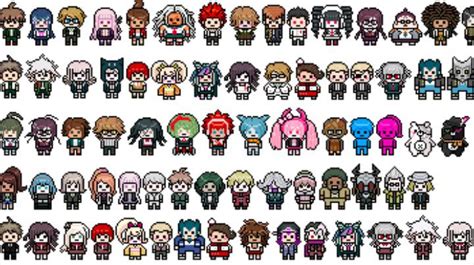 These sprites appear during the Island Mode minigame while collecting resources. This mode is unlocked after completing the main game. The Japan-only Blu-Ray editions of Danganronpa 3 included character profiles and art materials in two booklets from Danganronpa 3 as a bonus. The set of pixels below is a set of pixels for Hiyoko which …