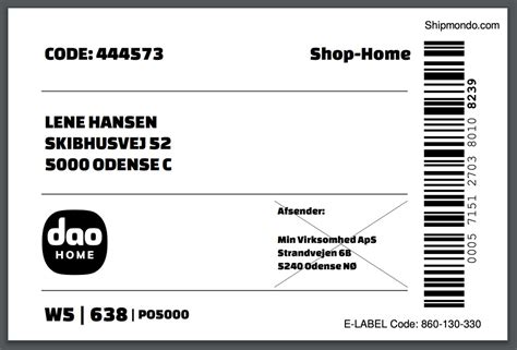Dao forsendelse uden label