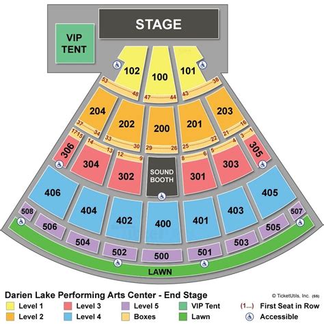 Darien lake amphitheater seating views. Darien Lake Amphitheater has five levels of reserved seating. Each level of the theater gets further away from the stage leading to the general admission lawn in the back. Benefits of seating in reserved areas include: Closer to the stage Assigned Seats Clear views Overhead coverage (most seats) 100 and 200 Levels The closest seats for a show ... 