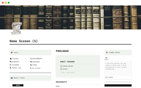 Dark academia template for notion Notion