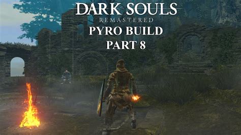 On all my pyro builds, I started by building my melee stat, and once I get to comfortable numbers there (usually around abyss watchers or Deacons), I'll start building int/faith and attunement. Late game, infuse your weapon with chaos/dark since those both scale with int/faith. Also dark fire orb and chaos fireball will be your best friends.. 
