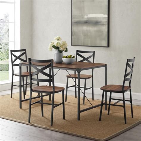 Dark walnut dining set.  Shop Walker Edison Dark Walnut Rustic Dining Room S...