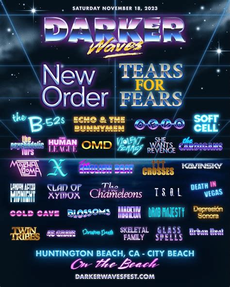Dark wave festival. Darker Waves Fest 2023. 373 likes · 127 talking about this. November 18th 2023 Huntington City Beach Sign up for the Presale 