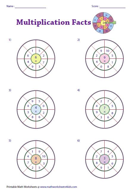 Dartboard probability worksheet.  Basic multiplication fact worksheets for ...