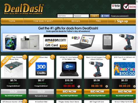 Dash deal. Pro Tip: You can scroll through the front page auctions in list view by clicking the button on the top right hand corner!. Jump right to the Dashboard from the main view to check out your bidding history, read about any ongoing challenges or to check any offers you might have be pending. From the app you can also add your own avatar and … 