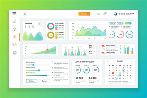 Dashboard admin panel vector design template with infographic elements