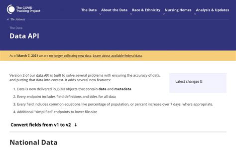 Data API The COVID Tracking Project