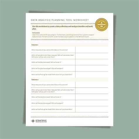 Data Analysis Planning Tool Worksheet Worksheets Library