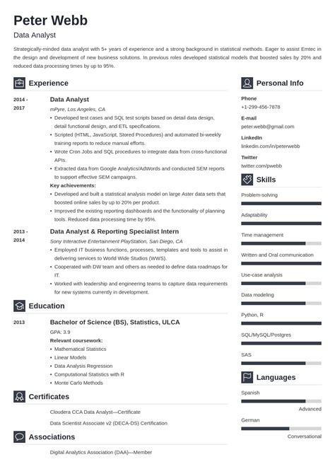 Data Analyst CV Sample—20+ Examples and Writing Tips