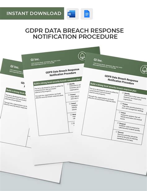Data Breach Response Plan GDPR Data Breach Response Template