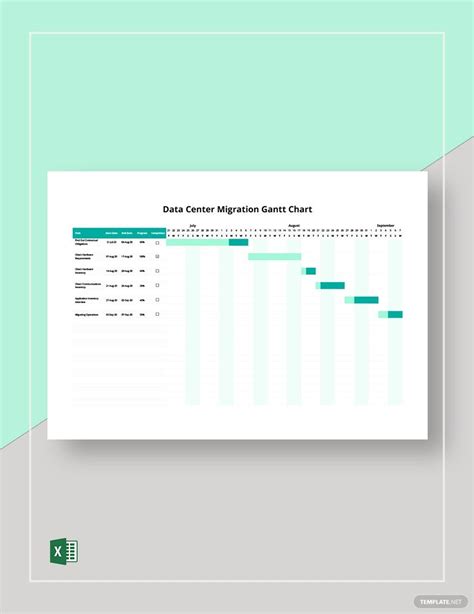 Data Center Migration Gantt Chart Template in Excel Download