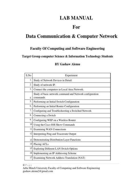 Data Communication And Networking Lab Manual