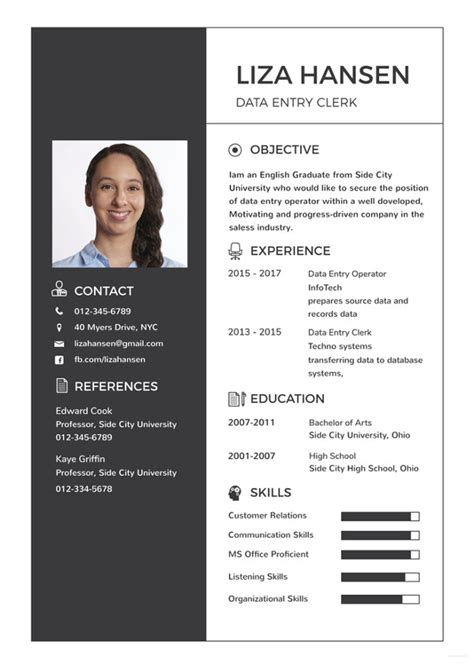 Data Entry Resume Template 17+ Word, Excel, PDF Format Download!