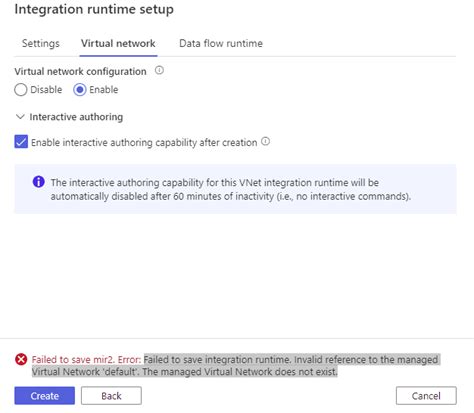 Data Factory - Invalid reference to the managed Virtual Network ...