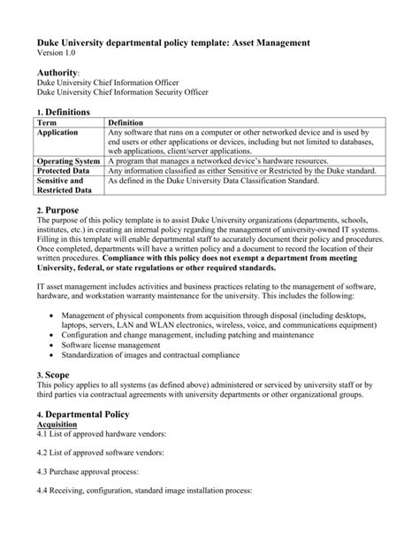 Data Management Policy Template Master of Documents