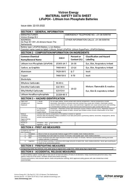 Data MaterialSafetyDataSheetLithiumionbatteriesEN PDF