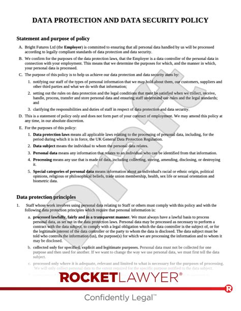Data Protection And Security Policy Uk Template