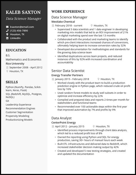 Data Science Resume Doc Data of Sciences