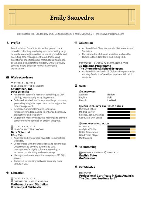 Data Scientist Resume Example and guide for 2019 Resume examples