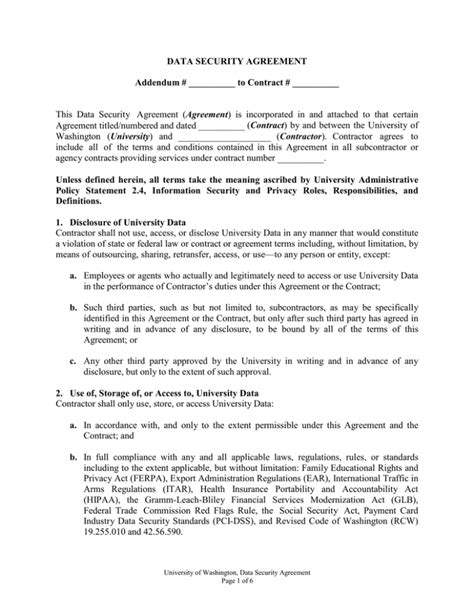 Data Security Agreement (DSA)