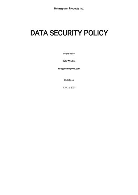 Data Security Policy Template Google Docs, Word, Apple Pages