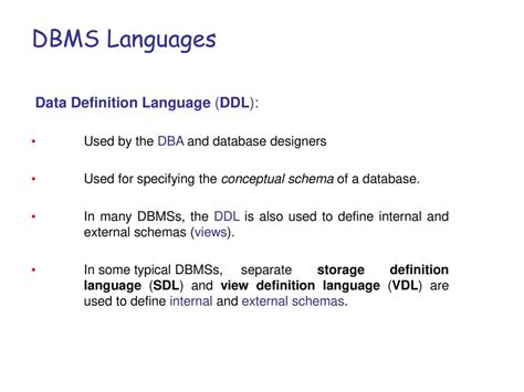 Data definition language in dbms
