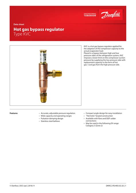 Data sheet Hot gas bypass regulator Type KVC - Schløsser …