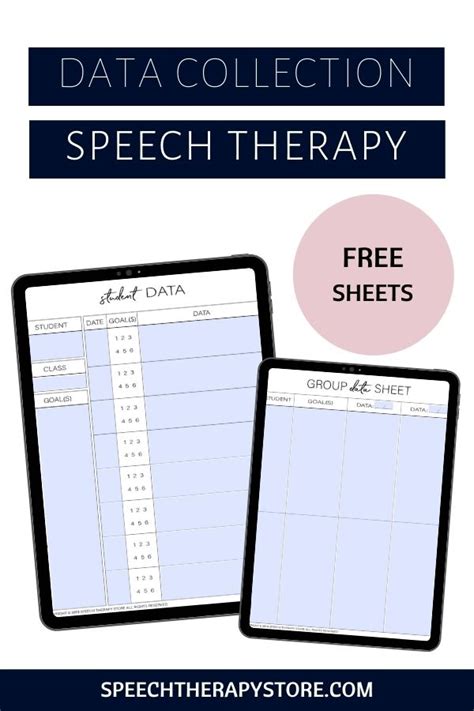 Data sheets for speech therapy notes