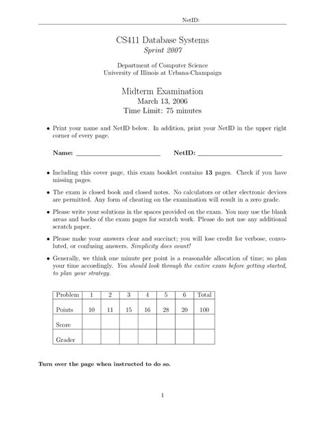 Database Systems Midterm Exam Questions And Answers