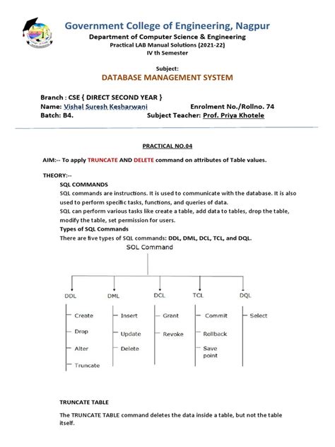 Database management systems practical laboratory manual. - The gifted teen survival guide by judy galbraith.