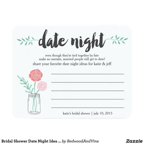 Date Night Wildflower Bridal Tea Idea Card Zazzle