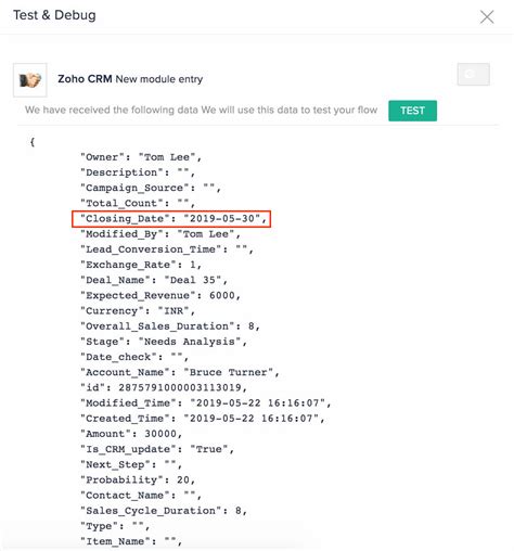 Date to string yyyy mm dd.  Zoho CRM requires YYYY-MM-DD.  But don't kn...