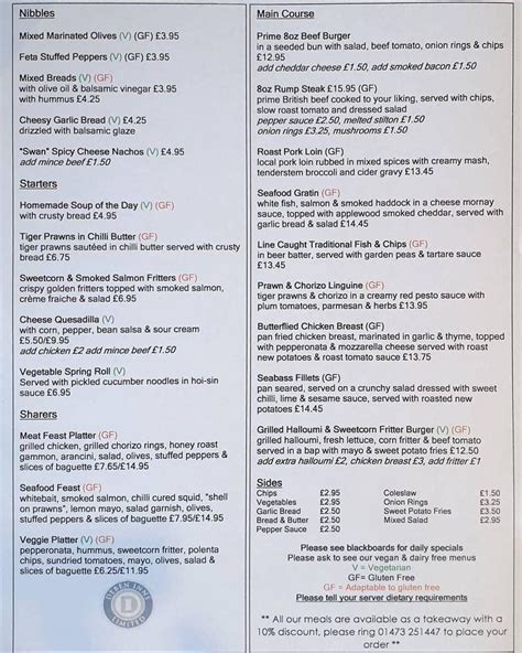 Dated Menu - Westerfield