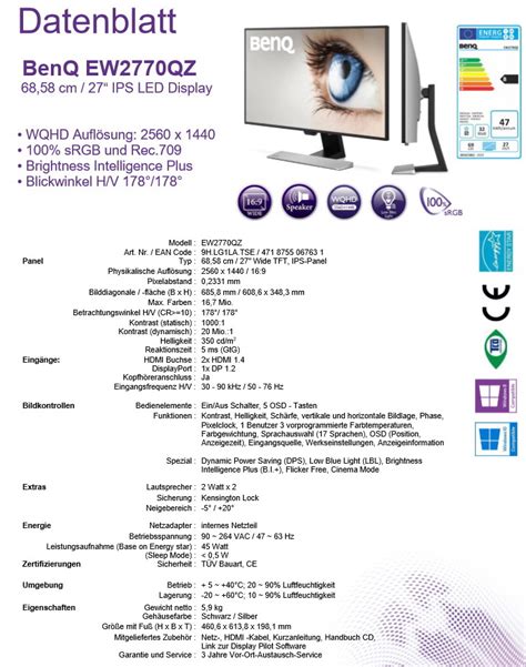Datenblatt BenQ. 