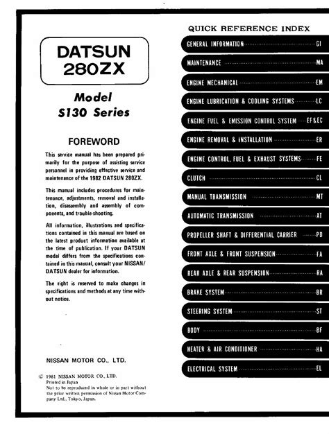 Datsun 280zx workshop repair manual download all 1982 models covered. - University physics for the physical and life sciences solutions manual.