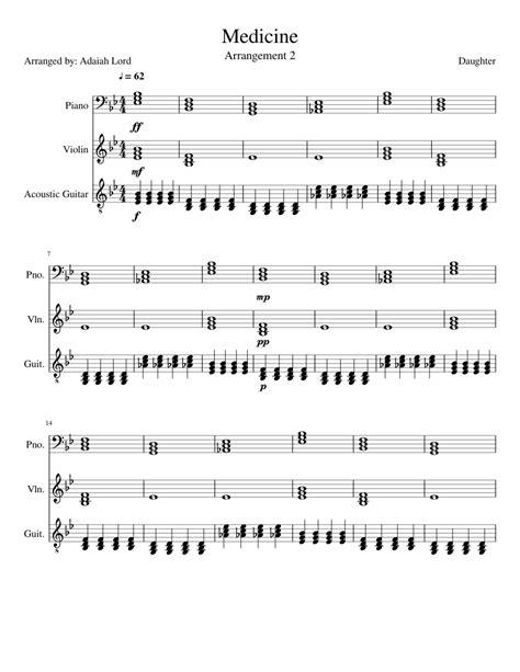 Daughter - Medicine Sheet music for Piano, Violin, Guitar (Mixed …