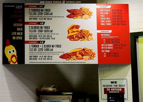 View the online menu of Dave’s Hot Chicken an