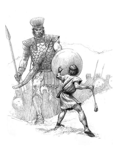 David And Goliath Drawing