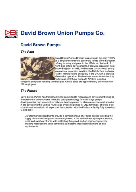 David Brown Union Pumps LTD Sheffield Graham Michael …