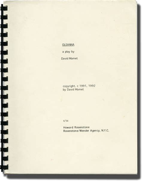 David Mamet Play Script