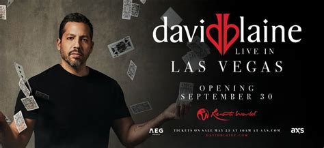 David Blaine—magician, extreme illusionist, stunt artist—continues to astound millions of fans as he pushes his body, and one’s capacity to believe, to new extremes. With his first-ever Las ...Web. 